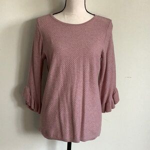 Elle textured knit sweater with ruffle sleeves